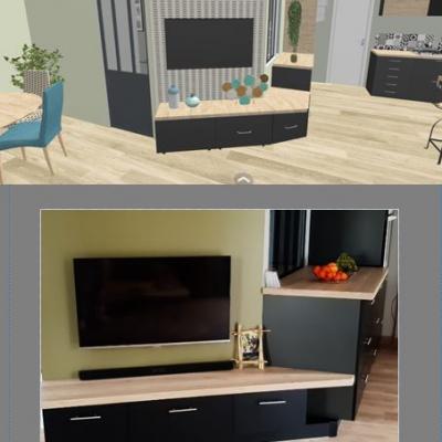 reagencement d'un sejour/cuisine